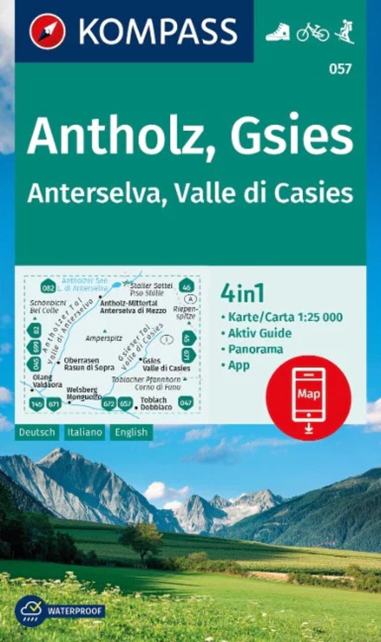 Carte de randonnée n° 057 - Antholz, Gsies, Anterselva, Valle di Casies (Italie) | Kompass carte de randonnée Kompass
