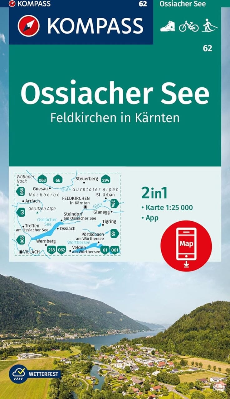 Carte de randonnée n° 062 - Ossiacher See, Feldkirchen in Kärnten (Tyrol, Autriche) | Kompass carte de randonnée Kompass