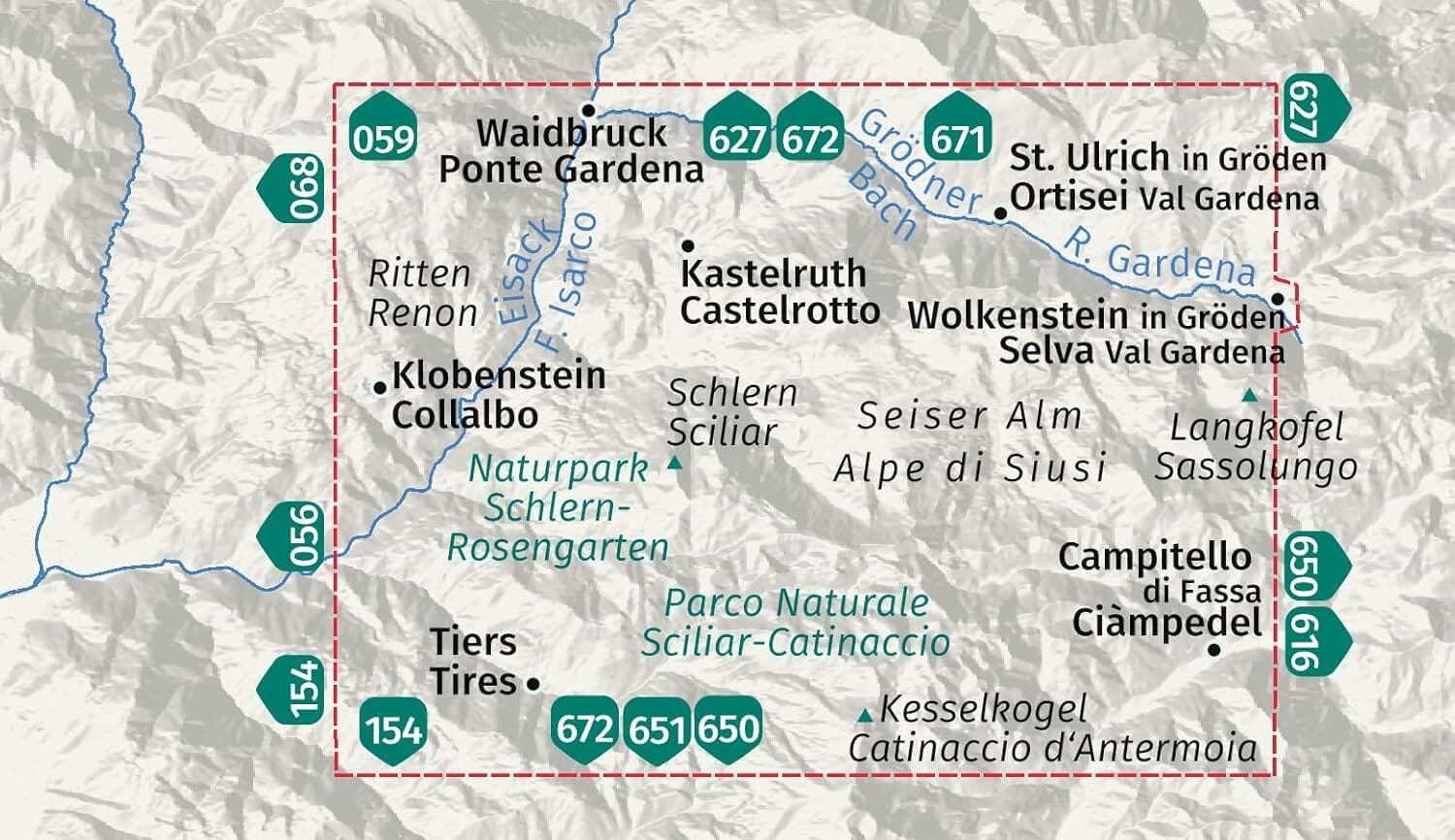 Carte de randonnée n° 067 - Alpe di Siusi & parc naturel Sciliar-Catinaccio | Kompass - 1:25 000 carte de randonnée Kompass 
