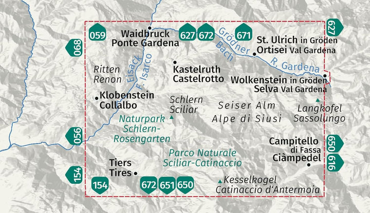 Carte de randonnée n° 067 - Alpe di Siusi & parc naturel Sciliar-Catinaccio | Kompass - 1:25 000 carte de randonnée Kompass 