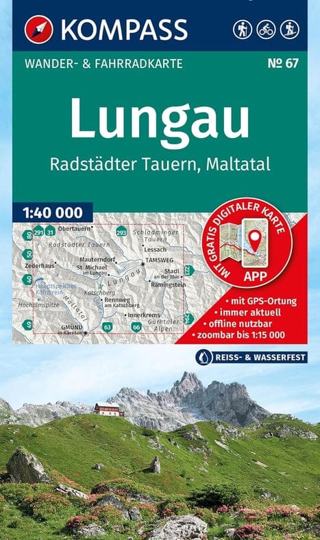 Carte de randonnée n° 067 - Lungau, Radstädter Tauern (Tyrol, Autriche) | Kompass - 1:40 000 carte de randonnée Kompass