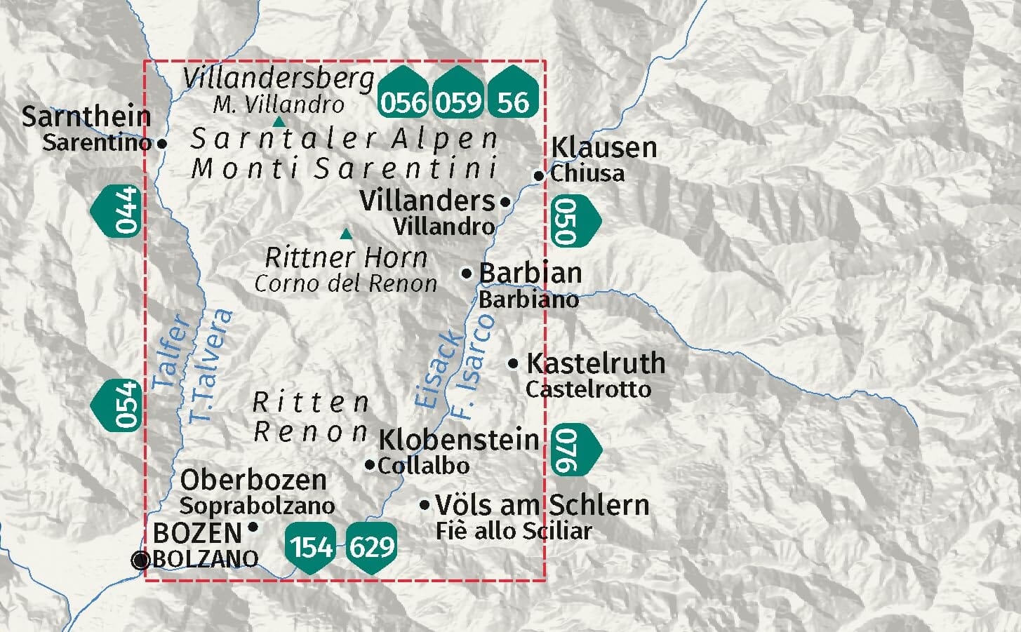 Carte de randonnée n° 068 - Ritten, Renon (Italie) | Kompass carte de randonnée Kompass