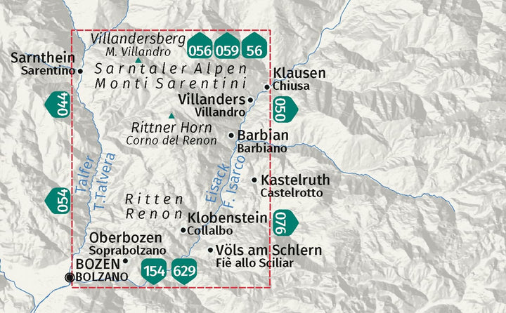 Carte de randonnée n° 068 - Ritten, Renon (Italie) | Kompass carte pliée Kompass 