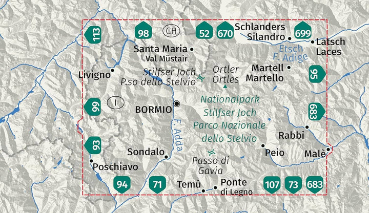Carte de randonnée n° 072 - Parc national du Stelvio (Italie) | Kompass carte de randonnée Kompass 