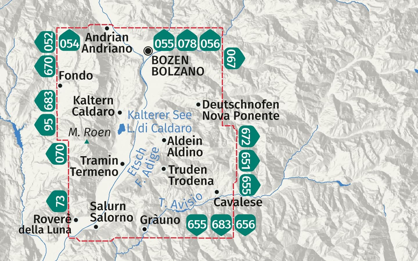 Carte de randonnée n° 074 - Route des vins du Sud-Tyrol (Italie) | Kompass carte de randonnée Kompass