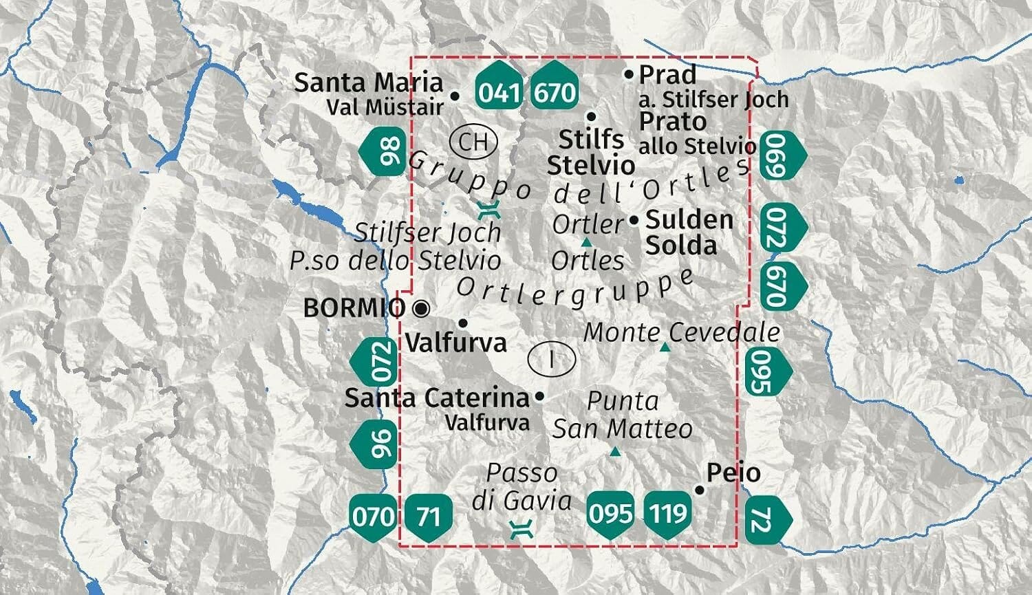 Carte de randonnée n° 077 - Ortles, Cevedale, Suldental, Valfurva (Italie) | Kompass carte de randonnée Kompass 