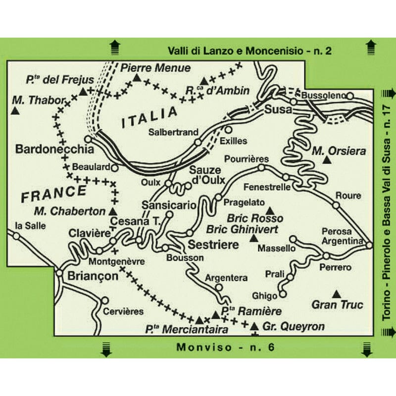 Carte de randonnée n° 1 - Valli Di Susa, Chisone e Germanasca | Istituto Geografico Centrale - 1/50 000 carte de randonnée Istituto Geografico Centrale 