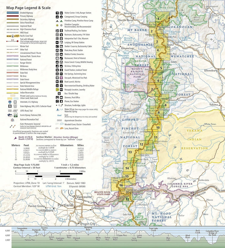 Carte de randonnée n° 1003 - Pacific Crest Trail : Snoqualmie Pass to Cascade Locks (Washington) | National Geographic carte pliée National Geographic 