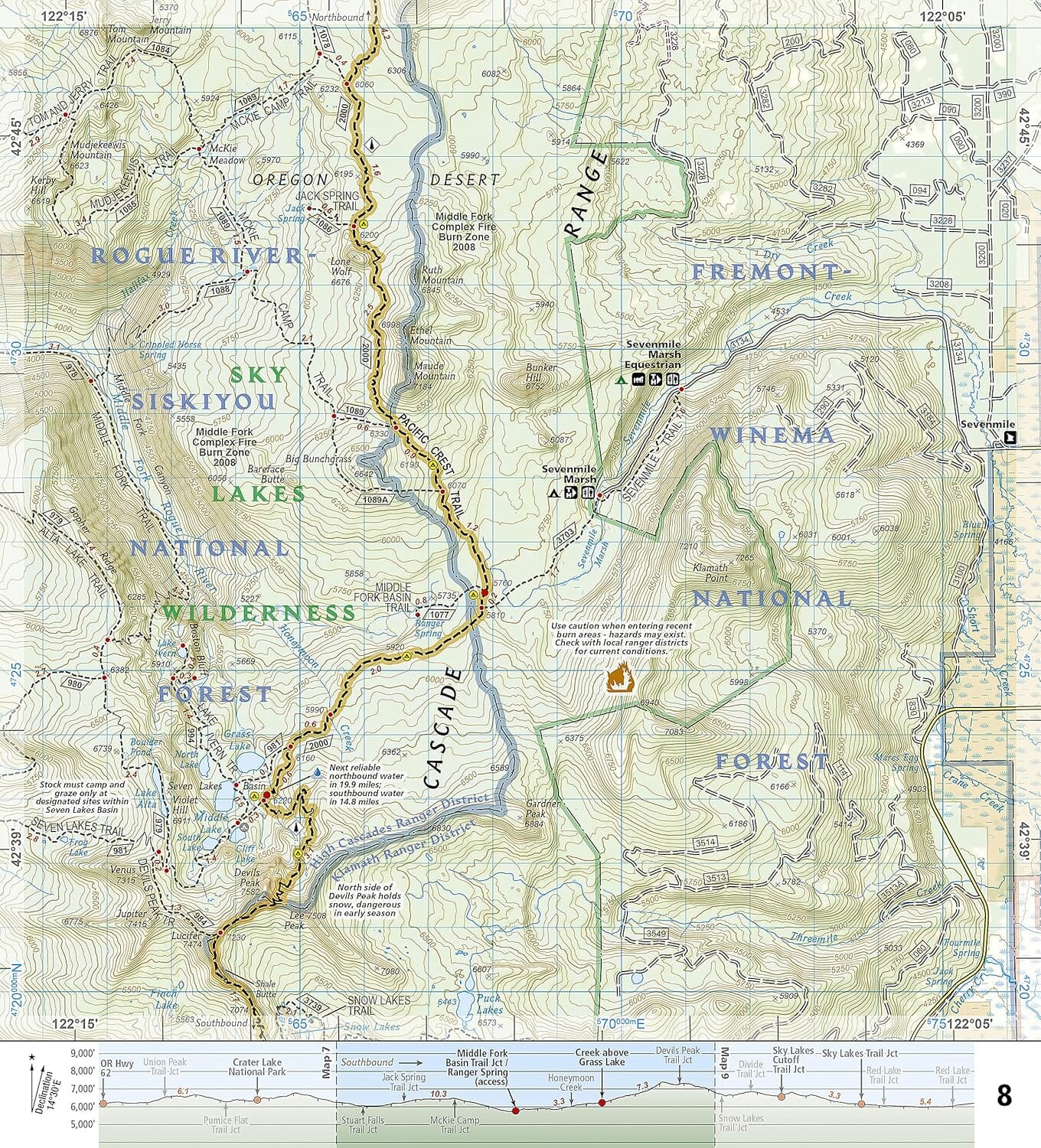 Carte de randonnée n° 1005 - Pacific Crest Trail : Willamette Pass to Siskiyou Summit (Oregon sud) | National Geographic carte de randonnée National Geographic