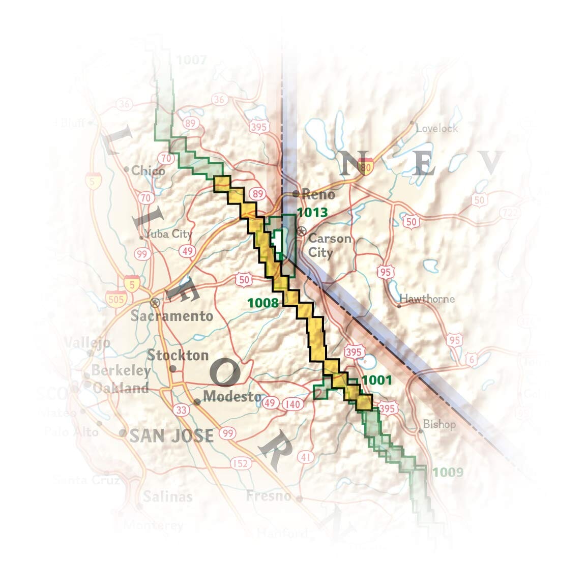 Carte de randonnée n° 1008 - Pacific Crest Trail : Sierra Buttes au Devil's Postpile | National Geographic carte de randonnée National Geographic