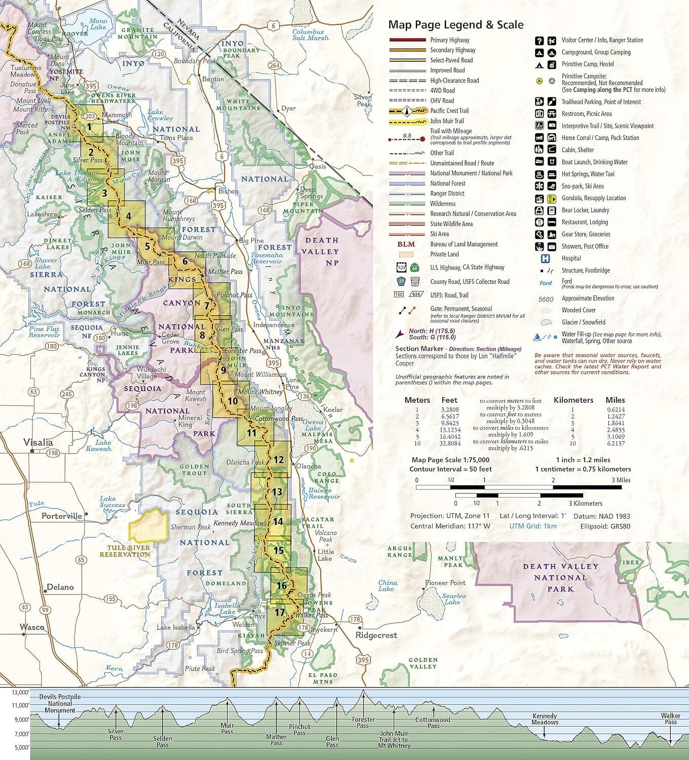Carte de randonnée n° 1009 - Pacific Crest Trail : Sierra Nevada South, Devil's Postpile to Walker Pass | National Geographic carte de randonnée National Geographic 