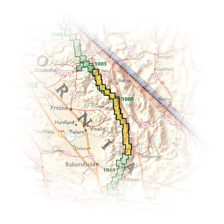 Carte de randonnée n° 1009 - Pacific Crest Trail : Sierra Nevada South, Devil's Postpile to Walker Pass | National Geographic carte de randonnée National Geographic 