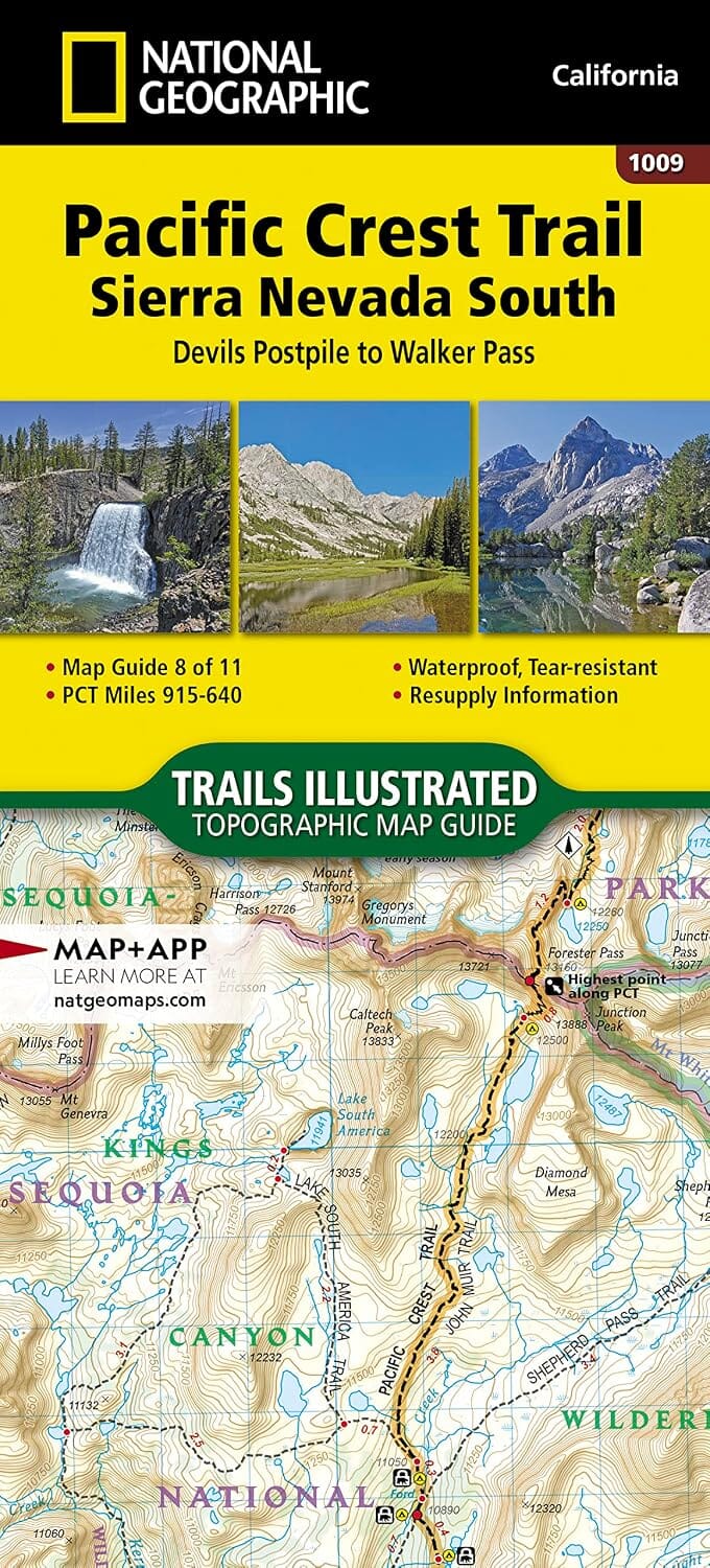 Carte de randonnée n° 1009 - Pacific Crest Trail : Sierra Nevada South, Devil's Postpile to Walker Pass | National Geographic carte de randonnée National Geographic 