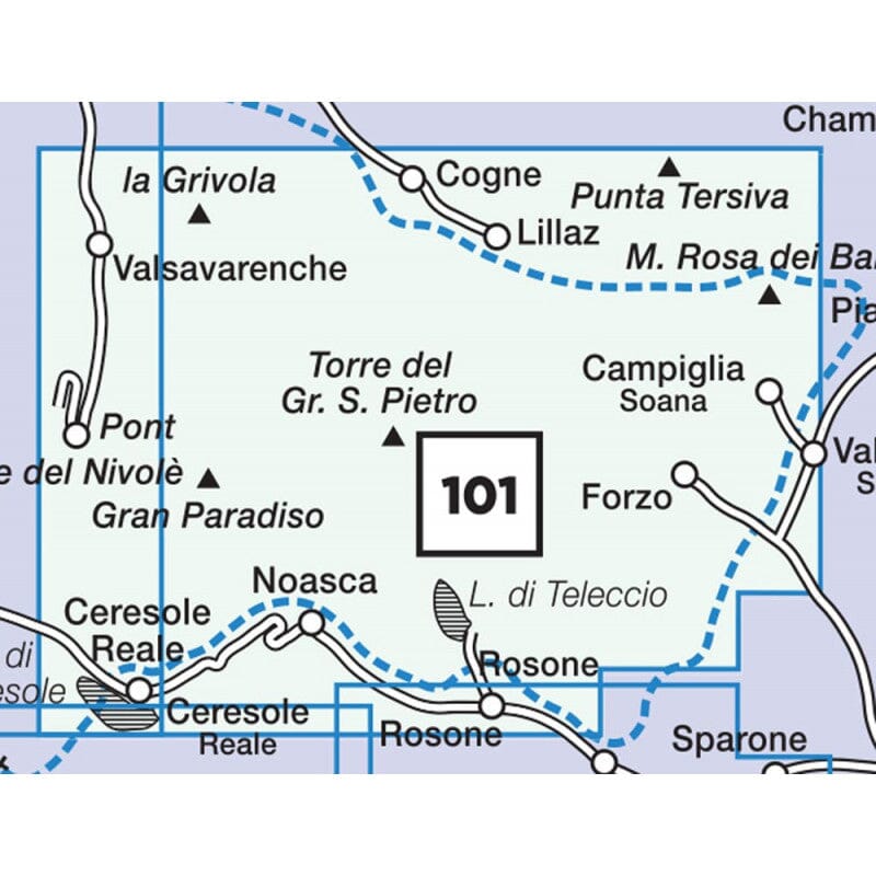 Carte de randonnée n° 101 - Gran Paradiso, La Grivola, Cogne | Istituto Geografico Centrale carte de randonnée Istituto Geografico Centrale 