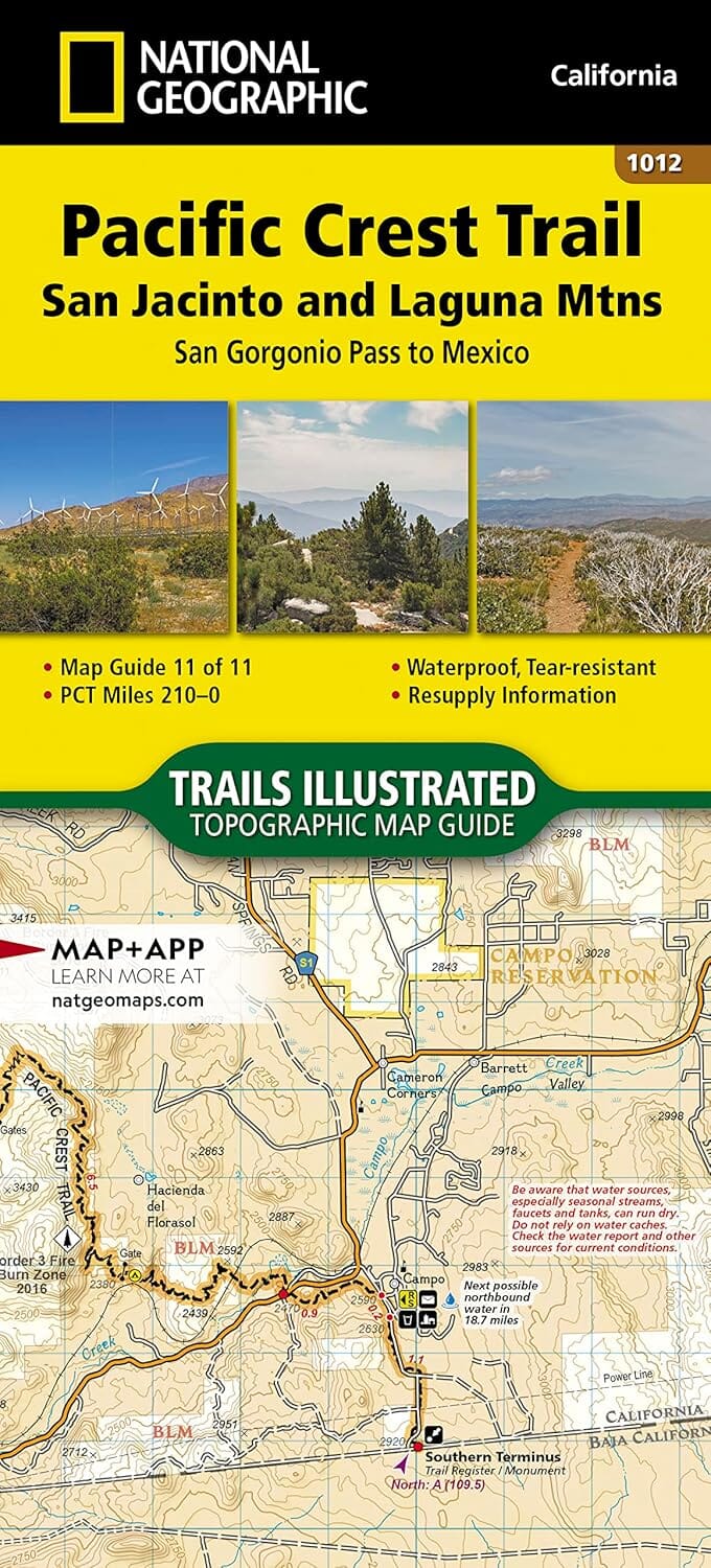 Carte de randonnée n° 1012 - Pacific Crest Trail: San Jacinto and Laguna Mountains Map, San Gorgonio Pass to Mexico | National Geographic carte de randonnée National Geographic 