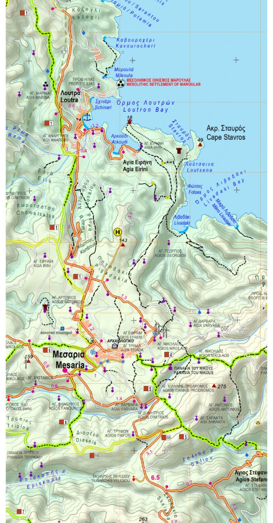 Carte de randonnée n° 10.44 - île de Kythnos | Anavasi carte de randonnée Anavasi