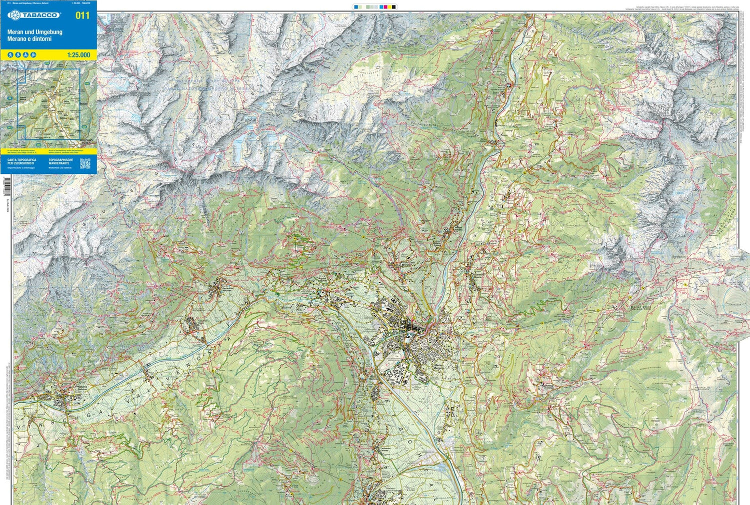 Carte de randonnée n° 11 - Merano e dintorni (Trentin-Haut-Adige, Italie) | Tabacco carte de randonnée Tabacco