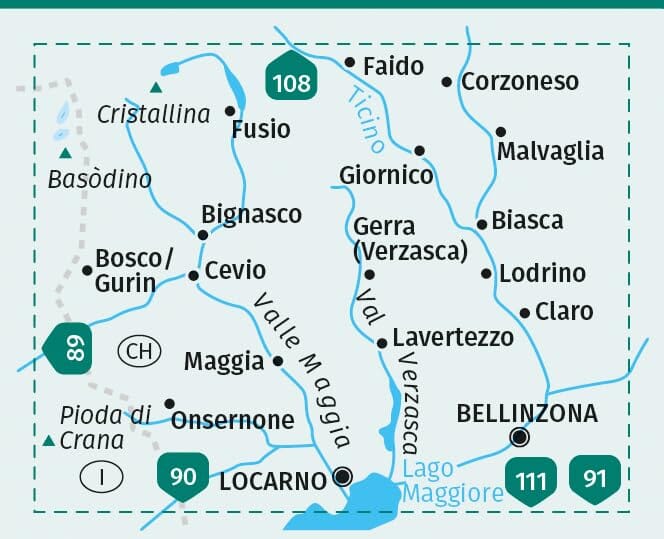 Carte de randonnée n° 110 - Valle Maggia, Val Verzasca (Suisse) | Kompass carte de randonnée Kompass