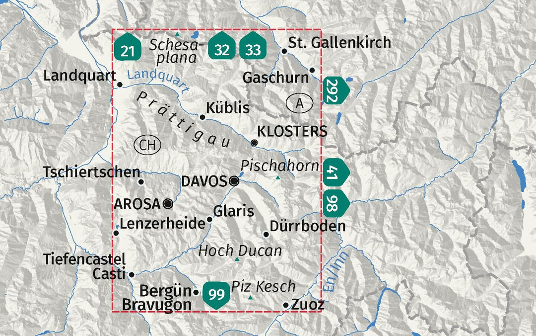 Carte de randonnée n° 113 - Davos, Arosa, Prättigau, Klosters (Suisse) | Kompass carte pliée Kompass 