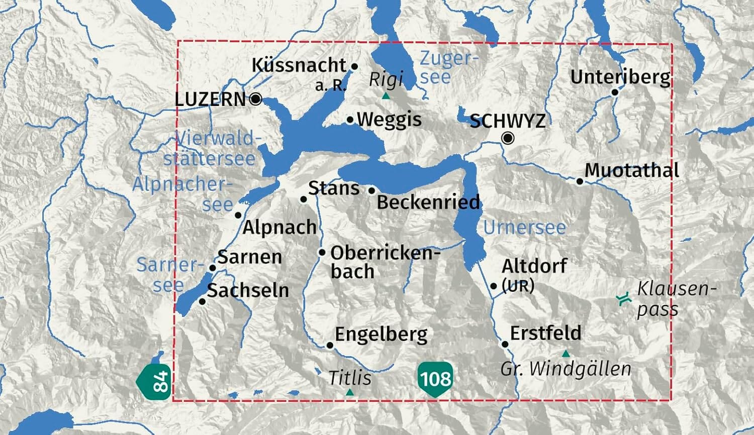 Carte de randonnée n° 116 - Lac de Vierwaldstatter, Lucerne (Suisse) | Kompass carte de randonnée Kompass