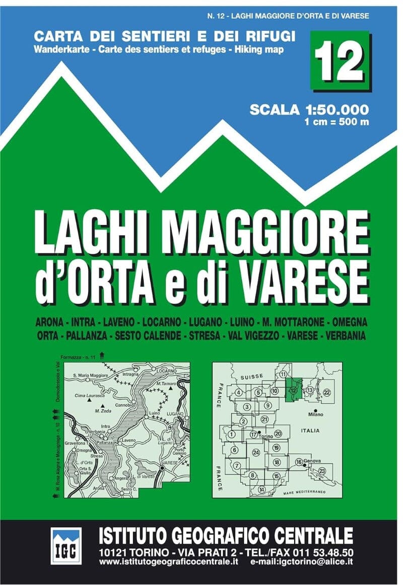Carte de randonnée n° 12 - Lacs Majeurs, d'Orta et Varese (1/50 000) | Istituto Geografico Centrale carte de randonnée Istituto Geografico Centrale Default Title