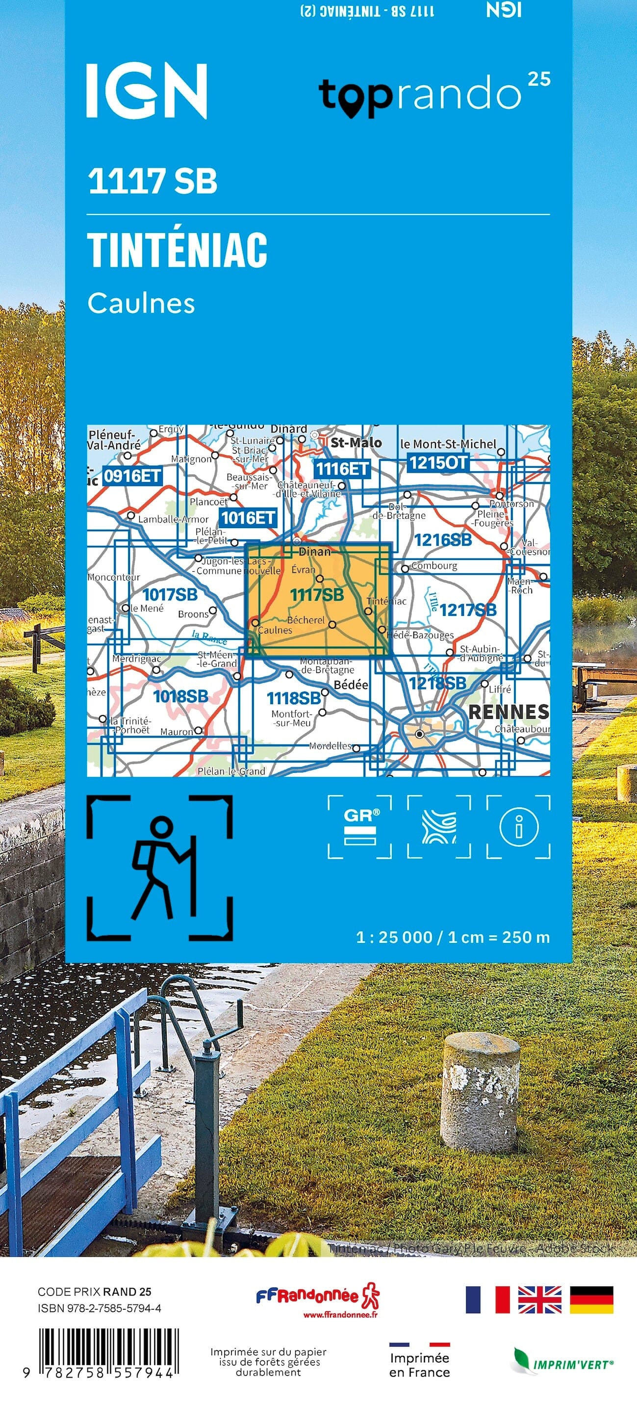 Carte de randonnée n° 1218 - Rennes, Cesson-Sévigné, Liffré | IGN - Série Bleue carte de randonnée IGN