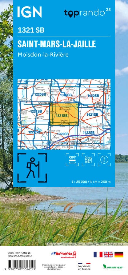 Carte de randonnée n° 1321 - Saint-Mars-la-Jaille, Moisdon-la-Rivière | IGN - Série Bleue carte de randonnée IGN