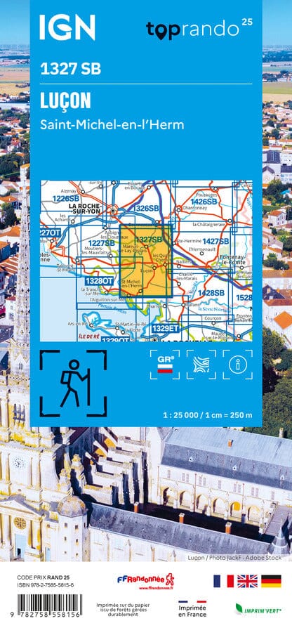 Carte de randonnée IGN Série Bleue n° 1327 - Luçon, Saint-Michel-en-l'Herm carte de randonnée IGN