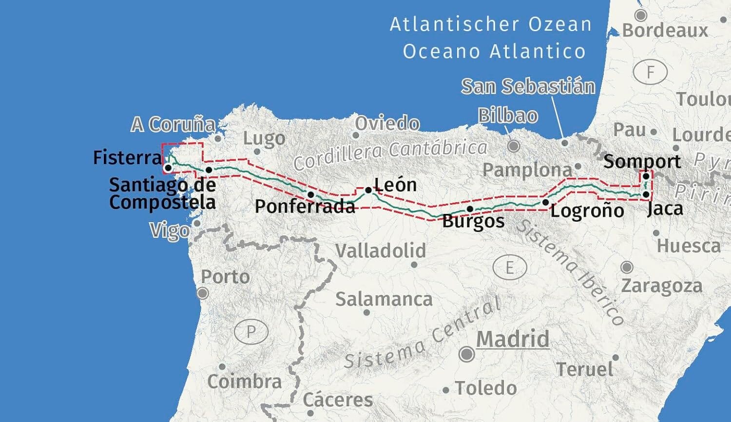 Carte de randonnée n° 133 - Spanischer Jakobsweg (Espagne) | Kompass carte de randonnée Kompass