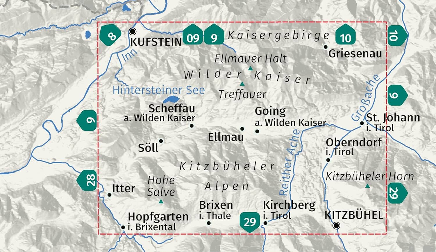 Carte de randonnée n° 134 - Wilder Kaise-Ellmau-Going-Scheffau-Söll (Autriche) | Kompass carte de randonnée Kompass 