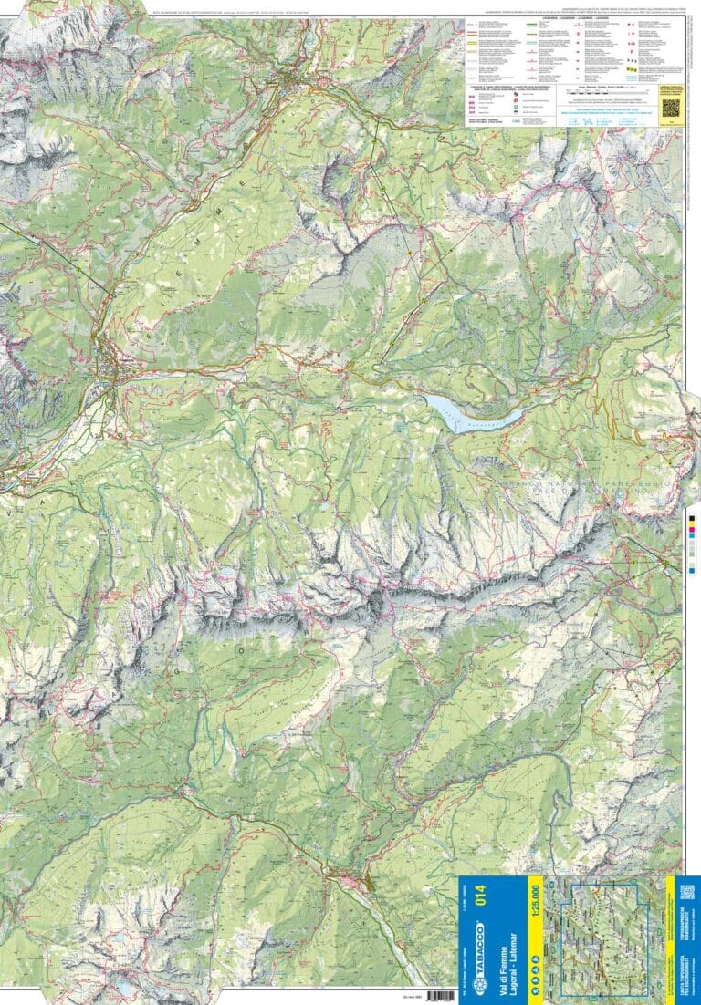Carte de randonnée n° 14 - Vallée de Fiemme et chaînes de Lagorai et de Latemar (Dolomites, Italie) | Tabacco carte de randonnée Tabacco 