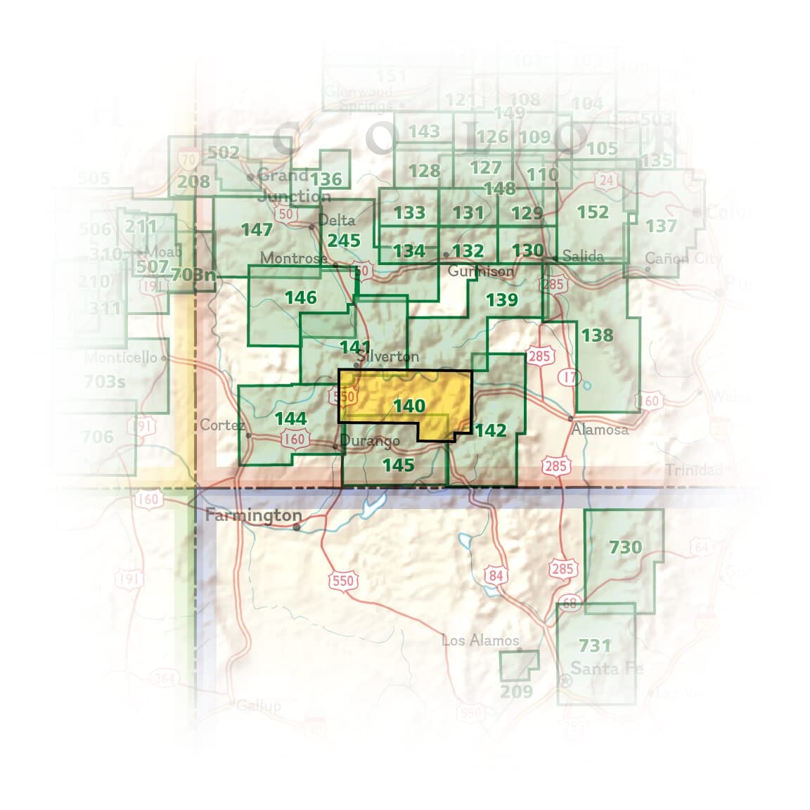 Carte de randonnée n° 140 - Région sauvage de Weminuche (Colorado) | National Geographic carte de randonnée National Geographic 