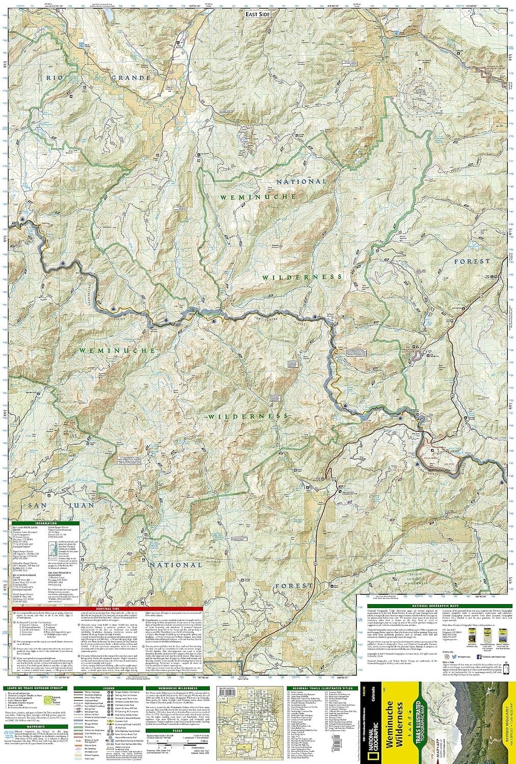Carte de randonnée n° 140 - Région sauvage de Weminuche (Colorado) | National Geographic carte de randonnée National Geographic 