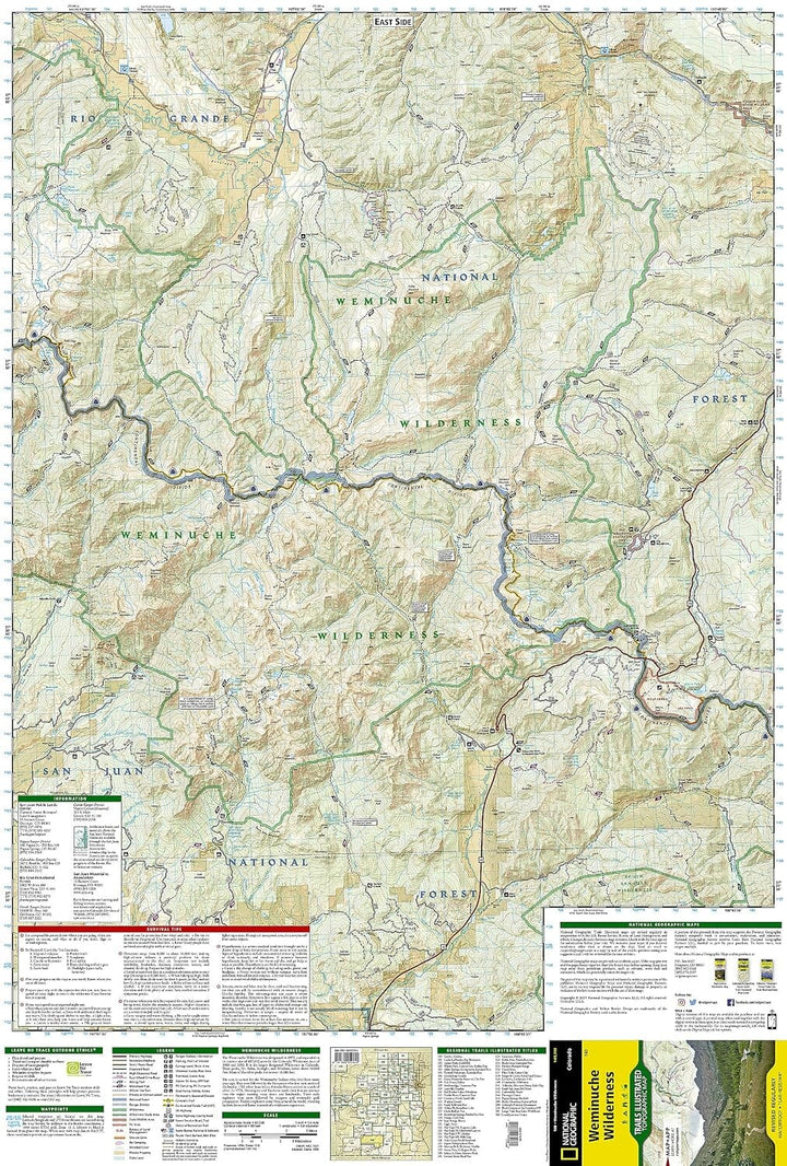 Carte de randonnée n° 140 - Région sauvage de Weminuche (Colorado) | National Geographic carte de randonnée National Geographic 
