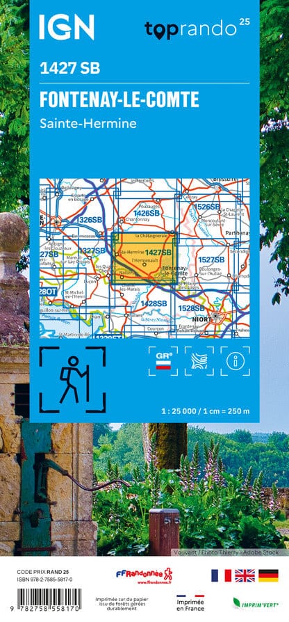 Carte de randonnée IGN Série Bleue n° 1427 - Fontenay-le-Comte, Sainte-Hermine carte de randonnée IGN