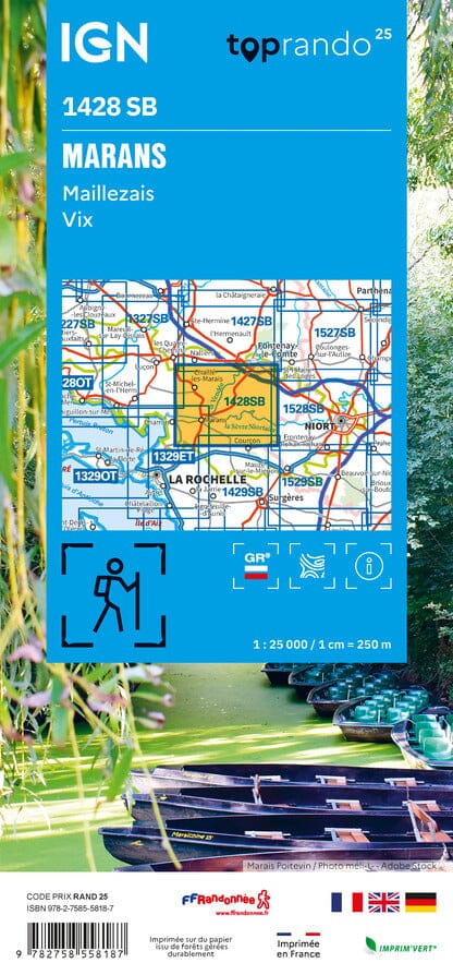 Carte de randonnée IGN Série Bleue n° 1428 - Marans, Maillezais, Vix carte de randonnée IGN