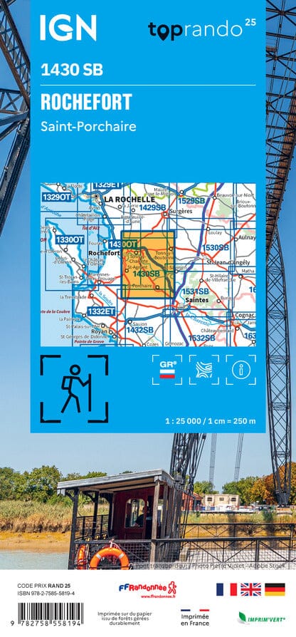 Carte de randonnée IGN Série Bleue n° 1430 - Rochefort, Saint-Porchaire carte de randonnée IGN