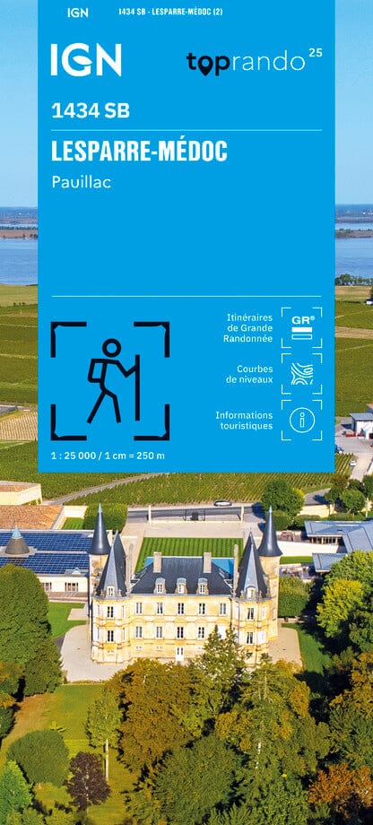 Carte de randonnée n° 1434 - Lesparre-Médoc, Pauillac | IGN - Série Bleue carte pliée IGN 