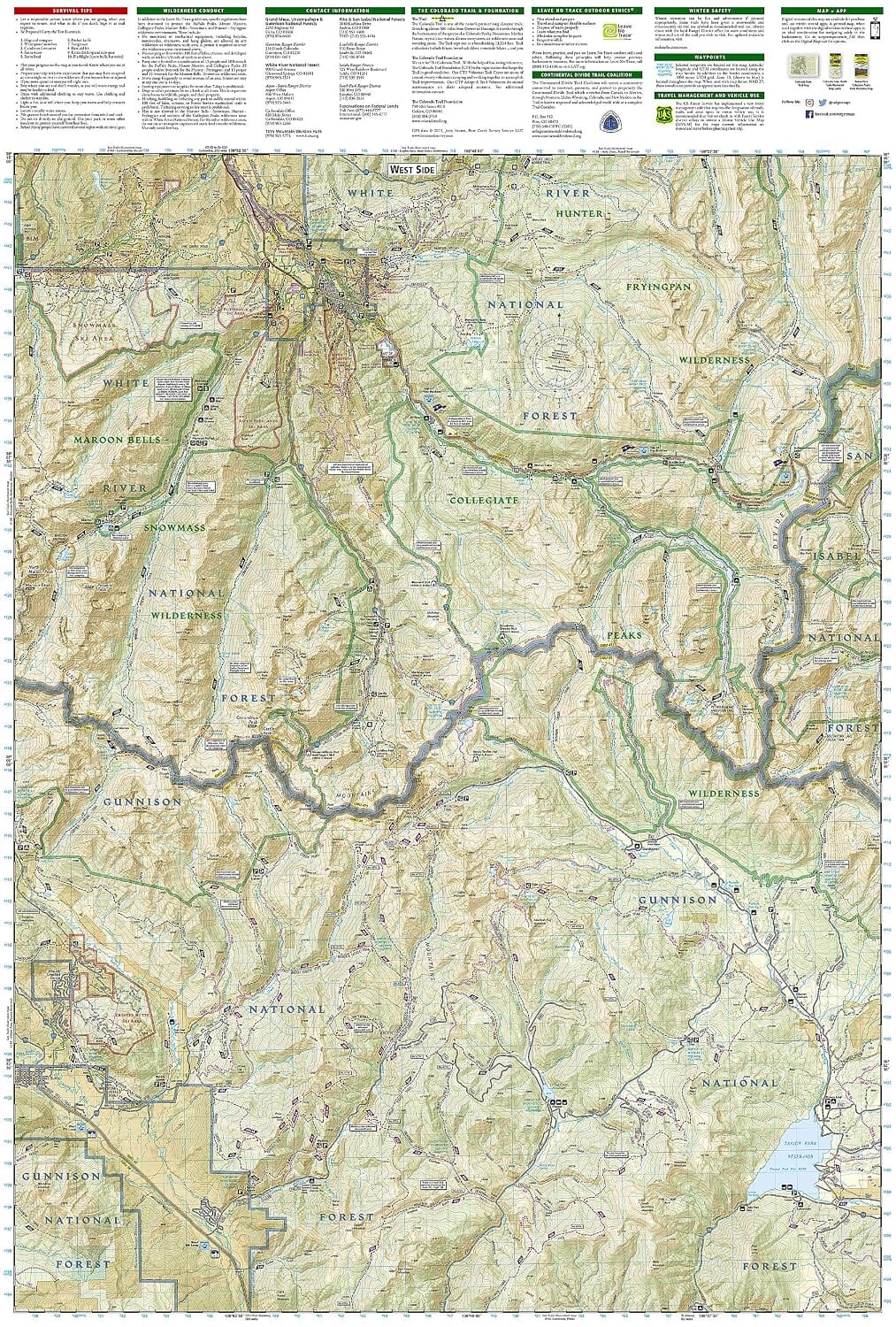 Carte de randonnée n° 148 - Collegiate Peaks Wilderness Area (Colorado) | National Geographic carte de randonnée National Geographic 