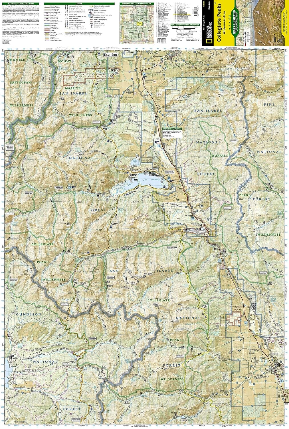 Carte de randonnée n° 148 - Collegiate Peaks Wilderness Area (Colorado) | National Geographic carte de randonnée National Geographic 