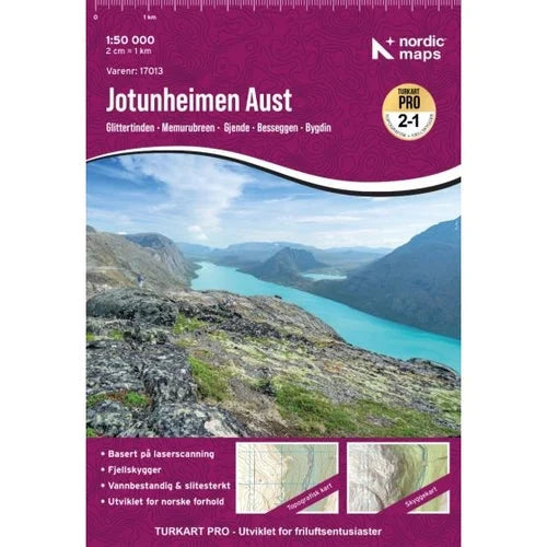 Carte de randonnée n° 17013 - Jotunheimen Est Turkart Pro | Nordeca - 1:50 000 carte de randonnée Nordeca 