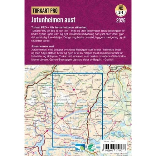 Carte de randonnée n° 17013 - Jotunheimen Est Turkart Pro | Nordeca - 1:50 000 carte de randonnée Nordeca 