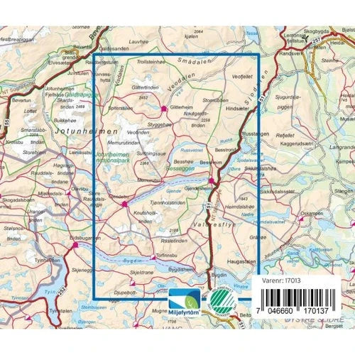 Carte de randonnée n° 17013 - Jotunheimen Est Turkart Pro | Nordeca - 1:50 000 carte de randonnée Nordeca 