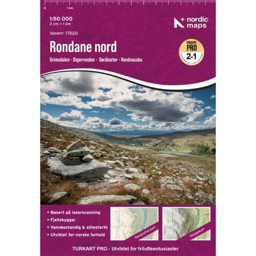 Carte de randonnée n° 17020 - Rondane Nord Turkart Pro | Nordeca - 1:50 000 carte de randonnée Nordeca 