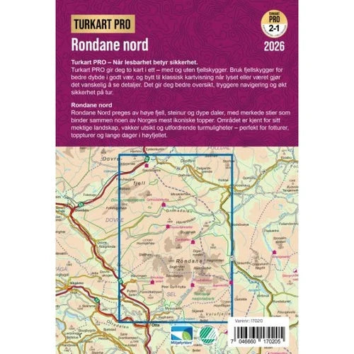 Carte de randonnée n° 17020 - Rondane Nord Turkart Pro | Nordeca - 1:50 000 carte de randonnée Nordeca 