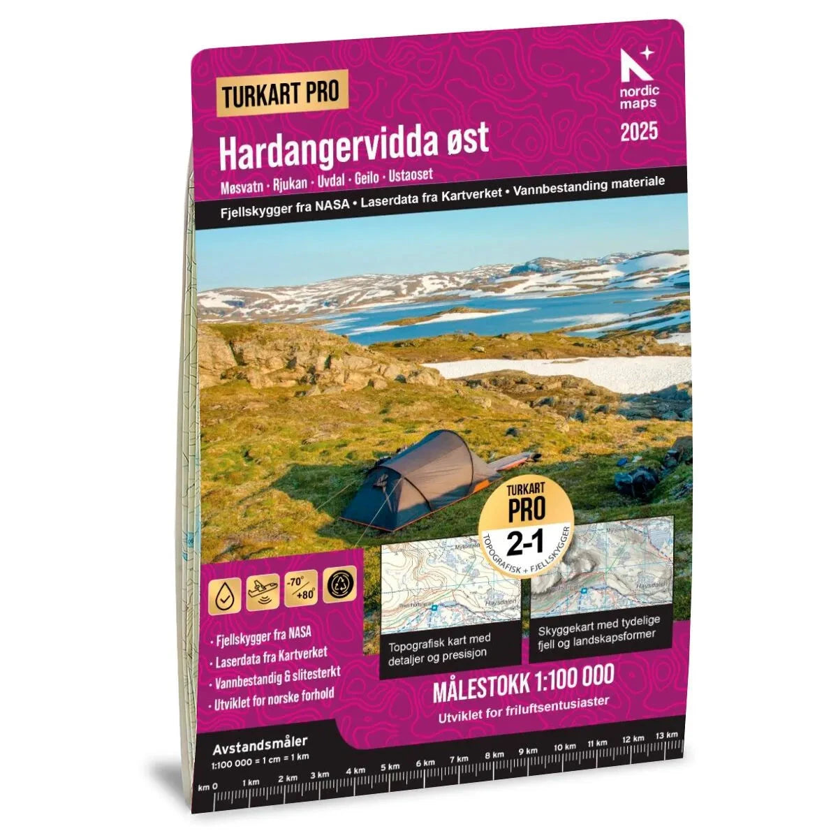 Carte de randonnée n° 17027 - Hardangervidda Est (Norvège) | Nordeca - Turkart Pro 1/100 000 carte de randonnée Nordeca 
