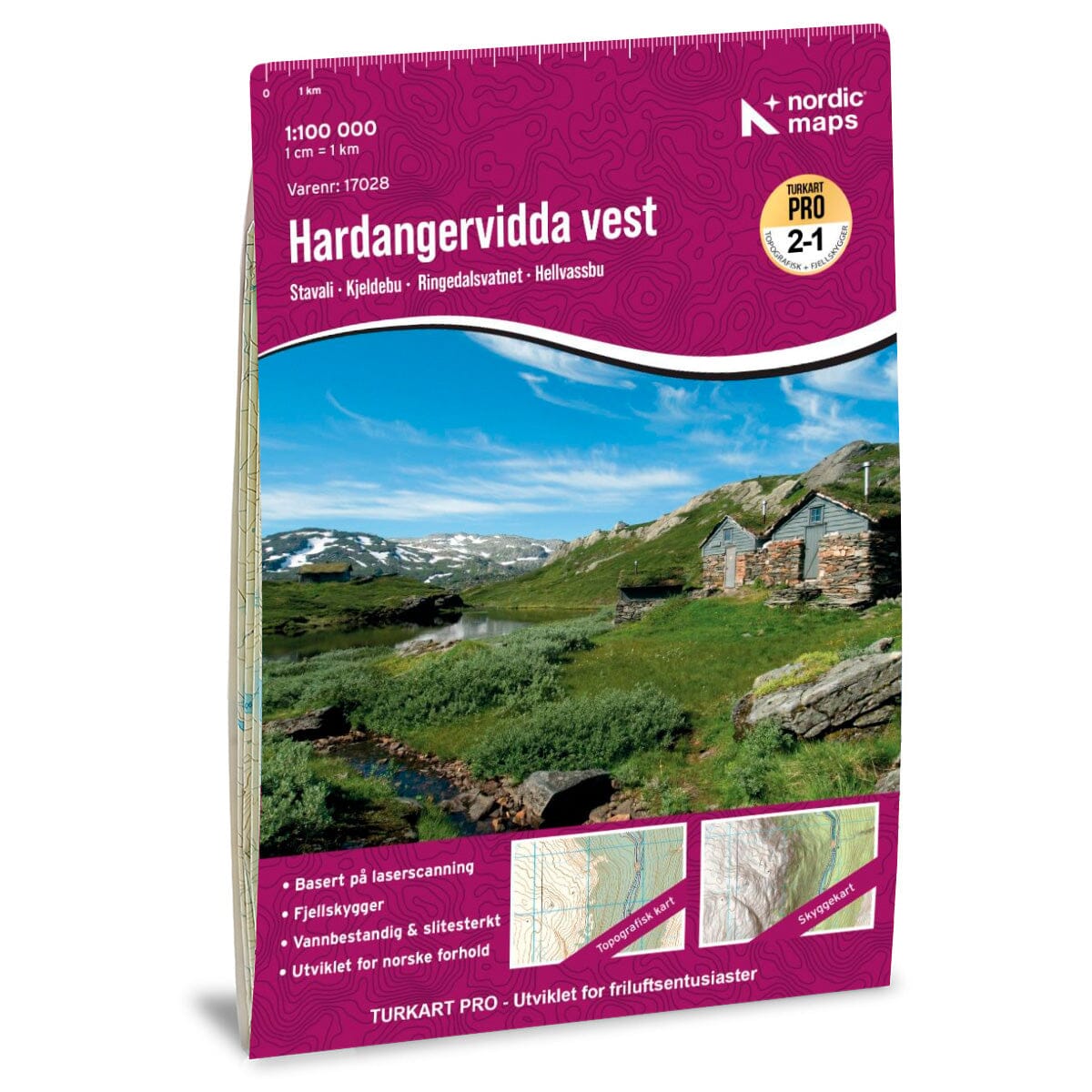 Carte de randonnée n° 17028 - Hardangervidda Ouest (Norvège) | Nordeca - Turkart Pro 1/100 000 carte de randonnée Nordeca 