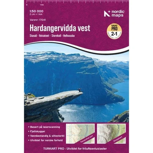 Carte de randonnée n° 17041 - Hardangervidda Ouest Turkart Pro | Nordeca - 1:50 000 carte de randonnée Nordeca 