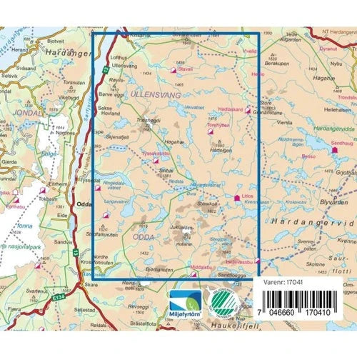 Carte de randonnée n° 17041 - Hardangervidda Ouest Turkart Pro | Nordeca - 1:50 000 carte de randonnée Nordeca 