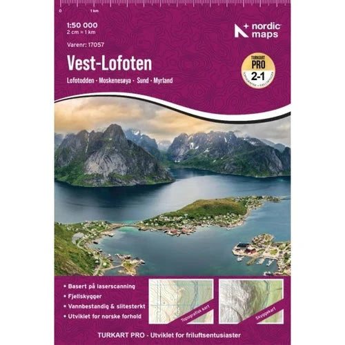 Carte de randonnée n° 17057 - Lofoten Ouest Turkart Pro | Nordeca - 1:50 000 carte de randonnée Nordeca 